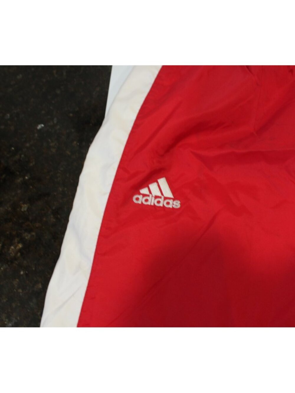 Vintage adidas Warm Up Jacket & Pants Red White Nylon Mock Neck Zip Front Large - Picture 5 of 16